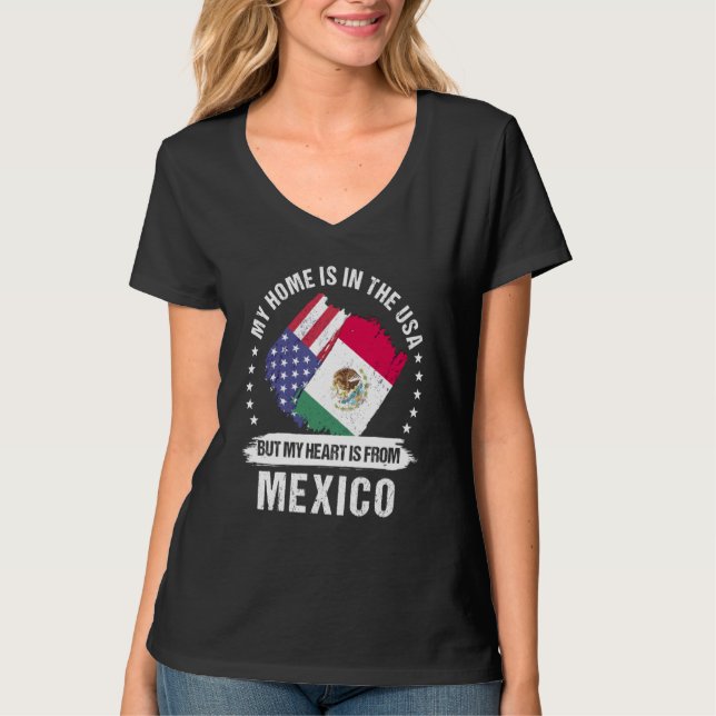T-shirt Mexican American Patriot Grown Proud My Heart is f (Devant)