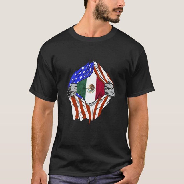 T-shirt Mexican American USA Flag Mexico Mexican Pride Mex (Devant)