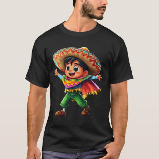 T-shirt Mexican Boy Fiesta Poncho Cinco De Mayo Kids Celeb