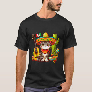 T-shirt Mexican Cat Cinco De Mayo Kitten Let's Fiesta Viva