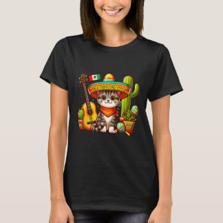 T-shirt Mexican Cat Cinco De Mayo Kitten Let's Fiesta Viva