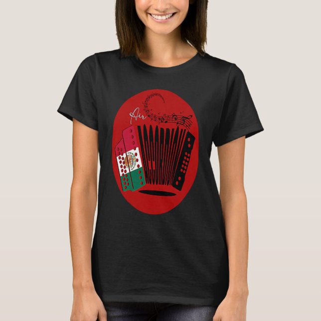 T-shirt Mexican Flag Air Accordion Mexico Fiesta Womens Bo (Devant)
