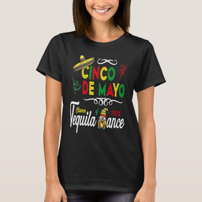 T-shirt Mexican Holiday Sombrero Tequila Dance Gnome Cinco (Devant)