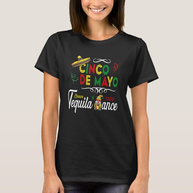 T-shirt Mexican Holiday Sombrero Tequila Dance Gnome Cinco (Devant)
