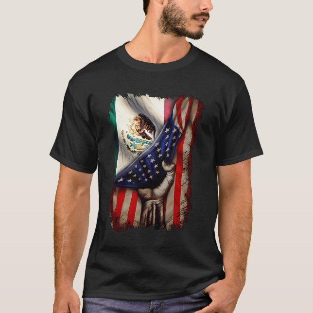 T-shirt Mexican Roots American Mexican Flag Mexico Is Call (Devant)