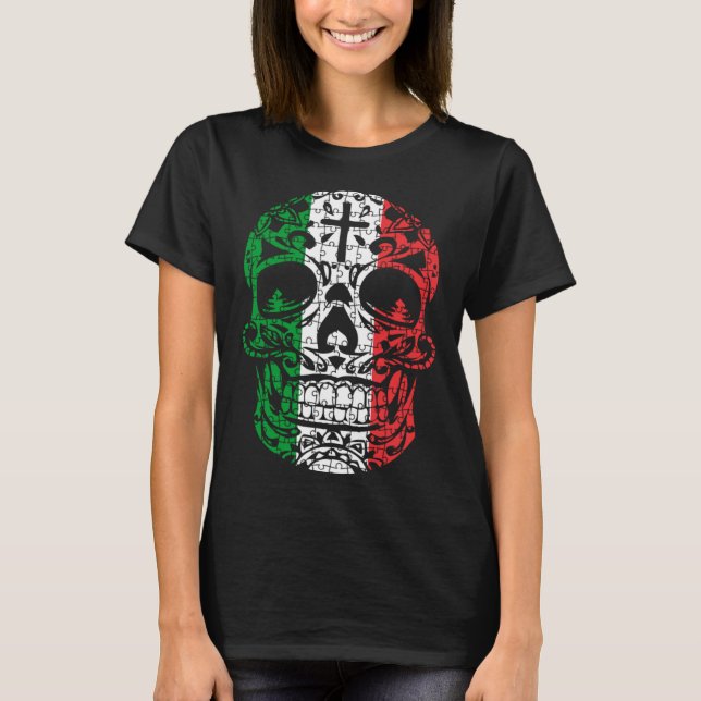 T-shirt Mexican Sugar Skull Pride Calavera Day Dead Cinco  (Devant)
