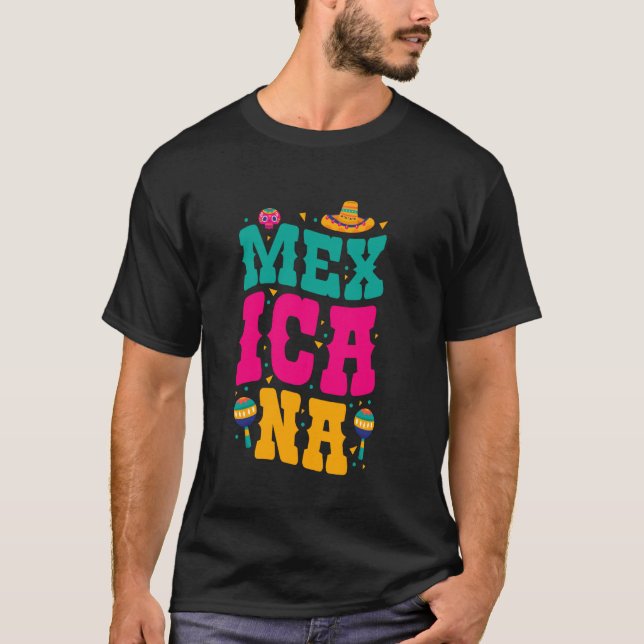 T-SHIRT MEXICANA FUN MARACAS SOMBRERO MEXICO PRIDE (Devant)