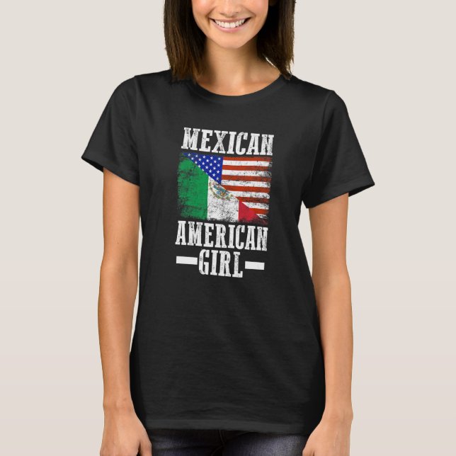T-shirt Mexico America Flag Patriotic Mexican American Gir (Devant)