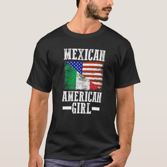 T-shirt Mexico America Flag Patriotic Mexican American Gir (Devant)