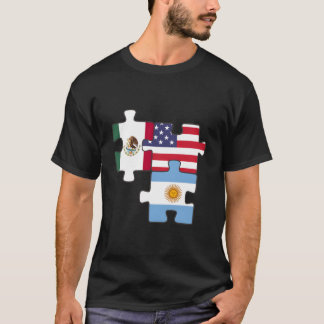 T-shirt Mexico Argentina And The Usa Puzzle