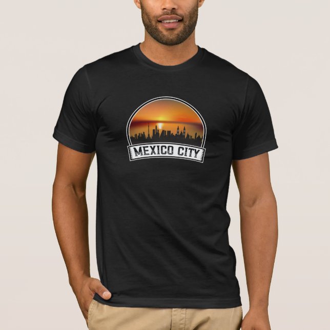 T-shirt Mexico CDMX Vintage Sunset Skyline (Devant)