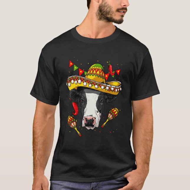 T-shirt Mexico Cinco de Mayo Cow Sombrero Mexican Party Co (Devant)