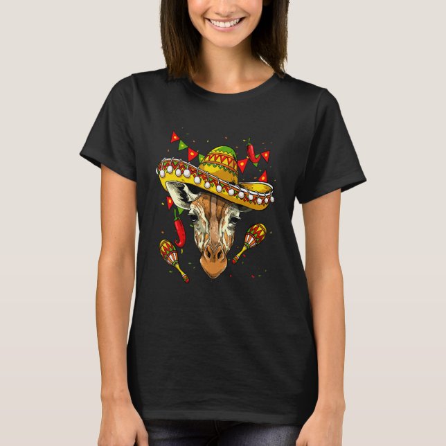 T-shirt Mexico Cinco de Mayo Giraffe Sombrero Mexican Part (Devant)