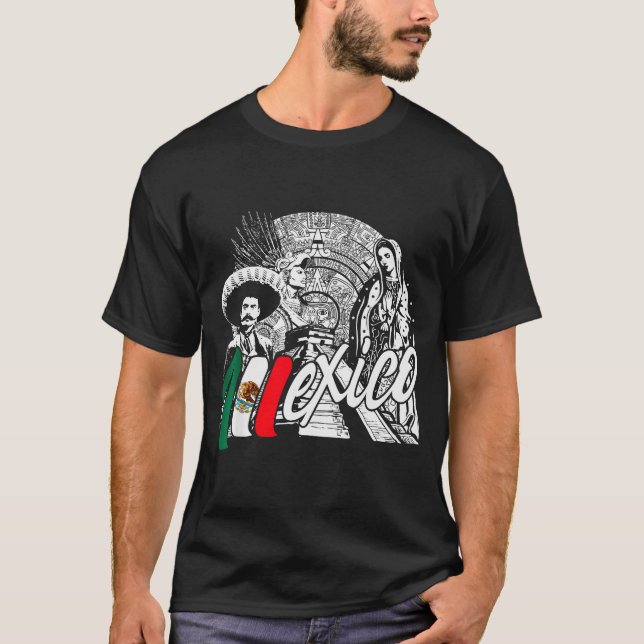 T-shirt Mexico - Mexican Pride - Virgen De Guadalupe And H (Devant)