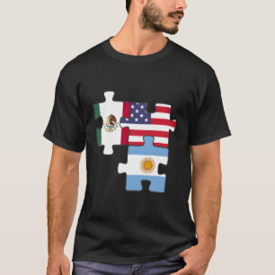 T-shirt Mexique Argentine Et États-Unis Puzzle