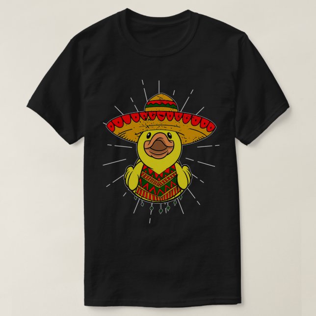 T-shirt Mexique Canard avec Sombrero et Poncho (Design devant)