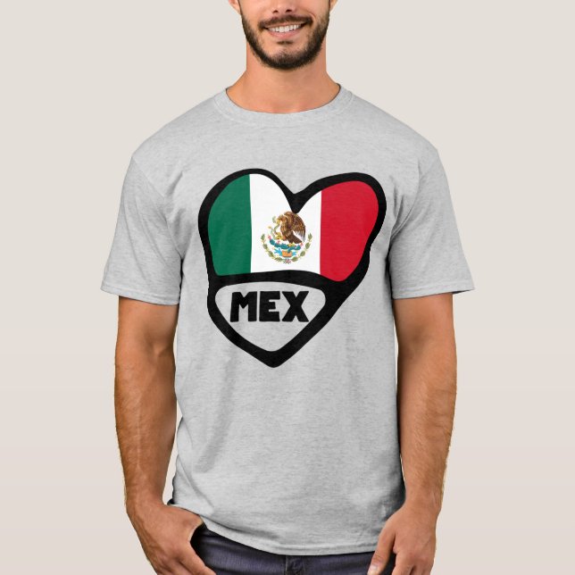 T-shirt Mexique Code Pays Coeur Drapeau, MEX (Devant)