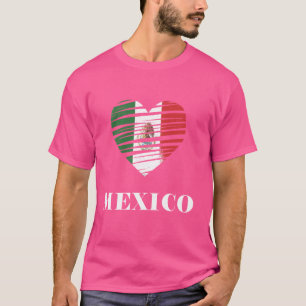 T-shirt Mexique Coeur Drapeau Mexicain Racines Español Fie