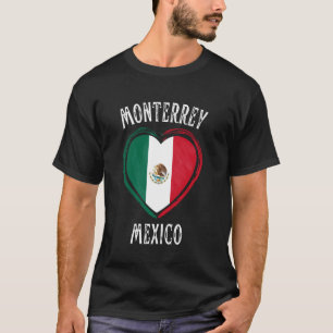 T-shirt Mexique Drapeau Coeur Monterrey Ville