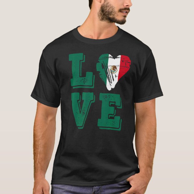 T-shirt Mexique Drapeau Love Mexique (Devant)