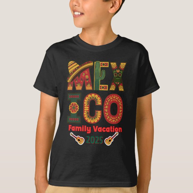 T-shirt Mexique Famille Vacances Soleil, Amusement & Souve (Devant)
