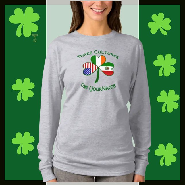 T-shirt Mexique Irlande États-Unis Drapeau Shamrock Person (Créateur téléchargé)
