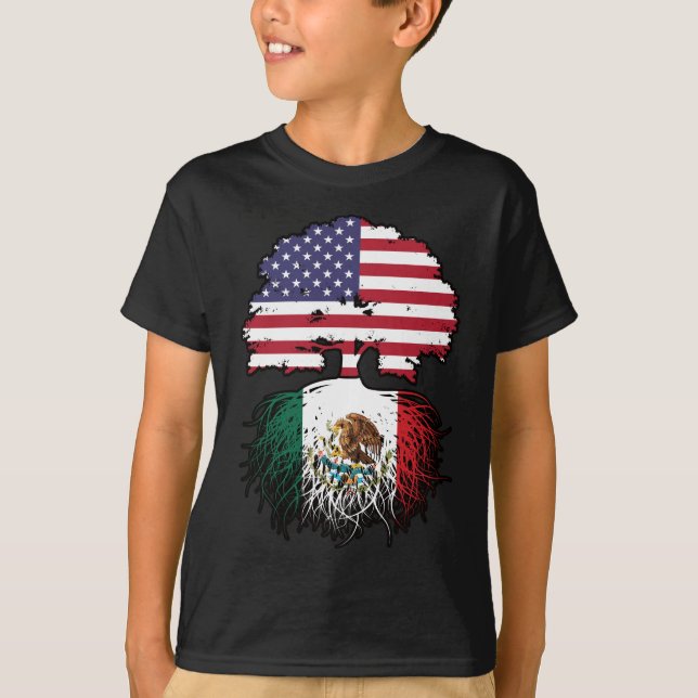 T-shirt Mexique Mexique États-Unis drapeau des racines d'a (Devant)