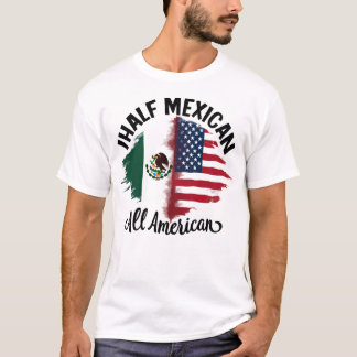 T-shirt mexique moitié mexicaine drapeau américain hommes 