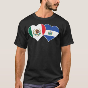 T-shirt Mexique Salvador Drapeau Coeur Mexique El Salvador