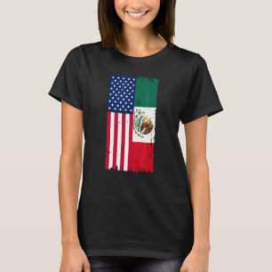 T-shirt Mexique USA Drapeau demi-américain demi-patriote m