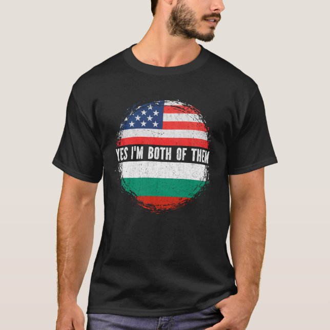 T-shirt Mi-Américain Demi-Bulgare USA Drapeau Bulgarie (Devant)