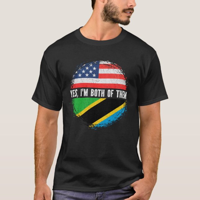 T-shirt Mi-Américain Demi-Tanzanien États-Unis Drapeau Tan (Devant)