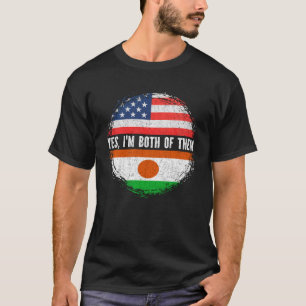 T-shirt Mi-Américain moitié Nigérien USA Drapeau Nigeria