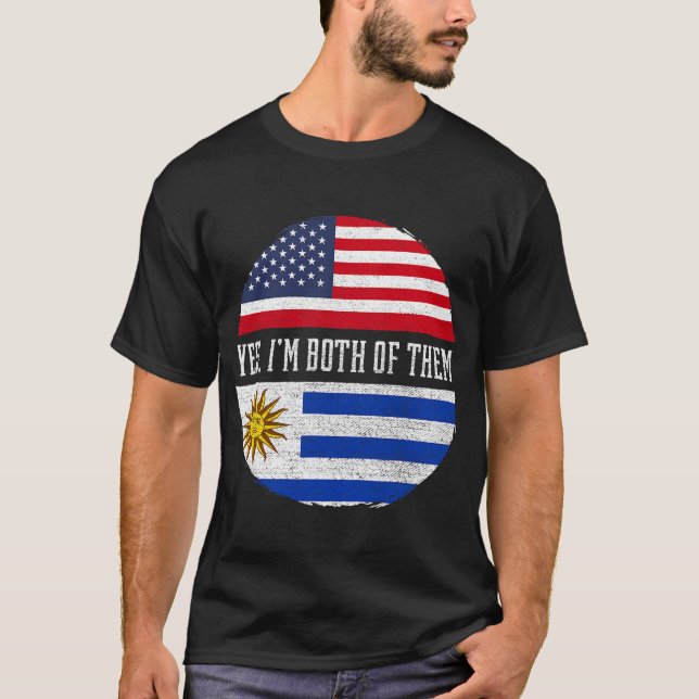 T-shirt Mi-Américain moitié uruguayen USA Drapeau Uruguay  (Devant)