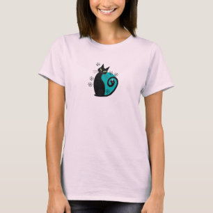 T-shirt Mi-siècle moderne Chat atomique rose bleu rétro