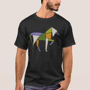 T-shirt Mi-siècle Moderne Unicorne Abstraite Tangram Anima
