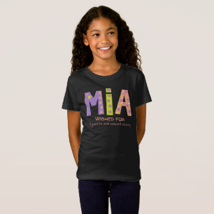 T-Shirt Mia girls nom signifiant corail violet fleurs étoi