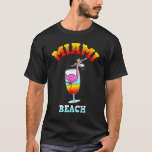 T-shirt Miami Beach Flamant rose Funny Floride Tee Party