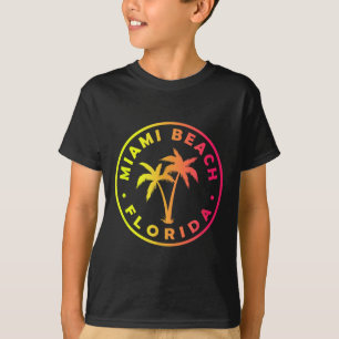 T-shirt Miami Beach Florida Colorée Palm Tree Tie Dye Boy