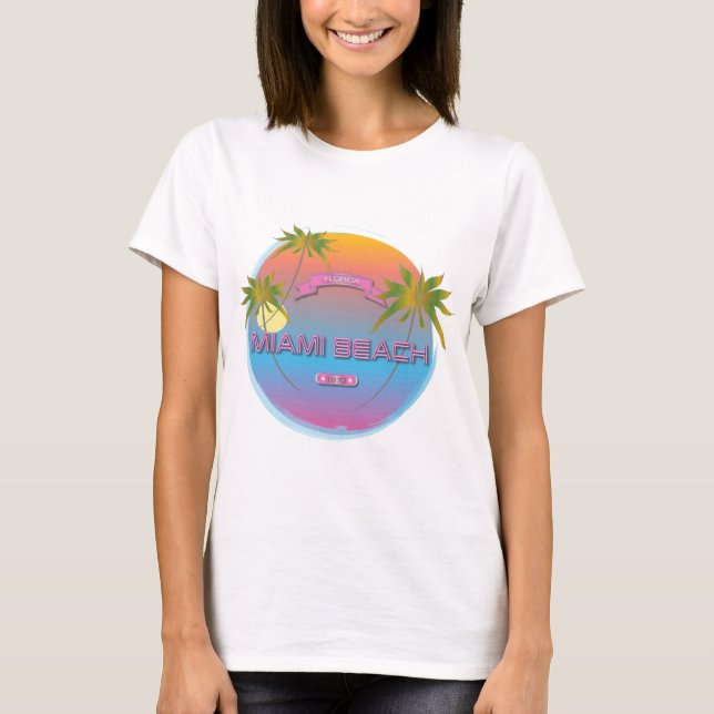 T-shirt Miami-Beach Floride, Cool tropical T Shirt (Devant)