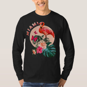 T-shirt Miami Beach Floride Flamant rose Sunset Fleurs Mia