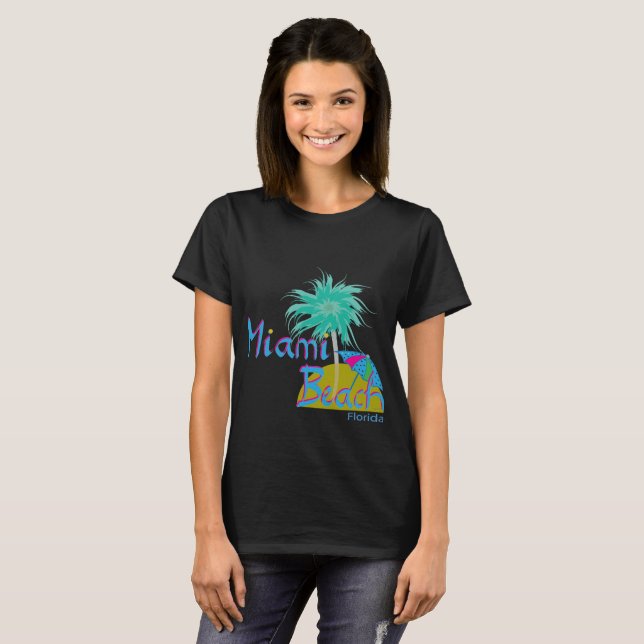 T-shirt Miami Beach Floride Palm Fun Sun (Devant entier)