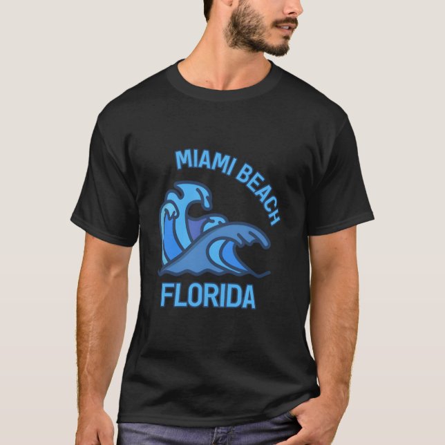 T-shirt Miami Beach Floride Vague de Poche (Devant)