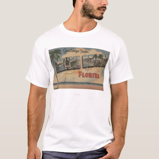 T-shirt Miami Beach, la Floride - grandes scènes de lettre (Devant)