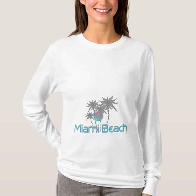 T-shirt Miami Beach, Palms, Aqua, Cool (Devant)