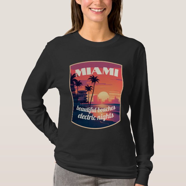 T-shirt Miami : belles plages, nuits électriques (Devant)
