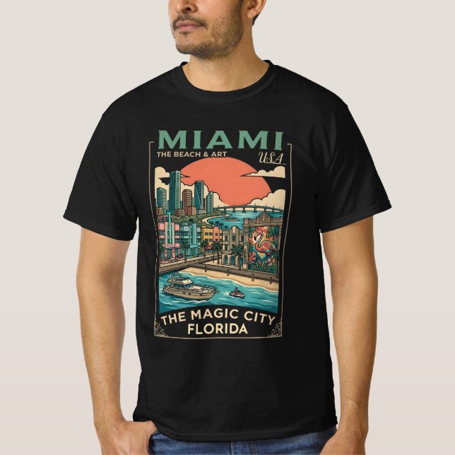 T-shirt Miami, Florida, the enchanting city - a beach  (Devant)