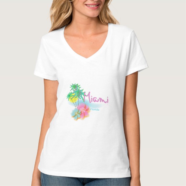T-shirt Miami Floride avec Palms Summer (Devant)