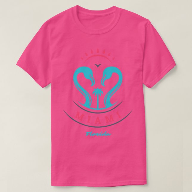 T-shirt Miami Floride Flamants roses Travel (Design devant)