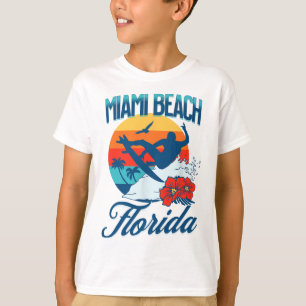 T-shirt Miami Floride Plage Surf Été Vacances Vintage F